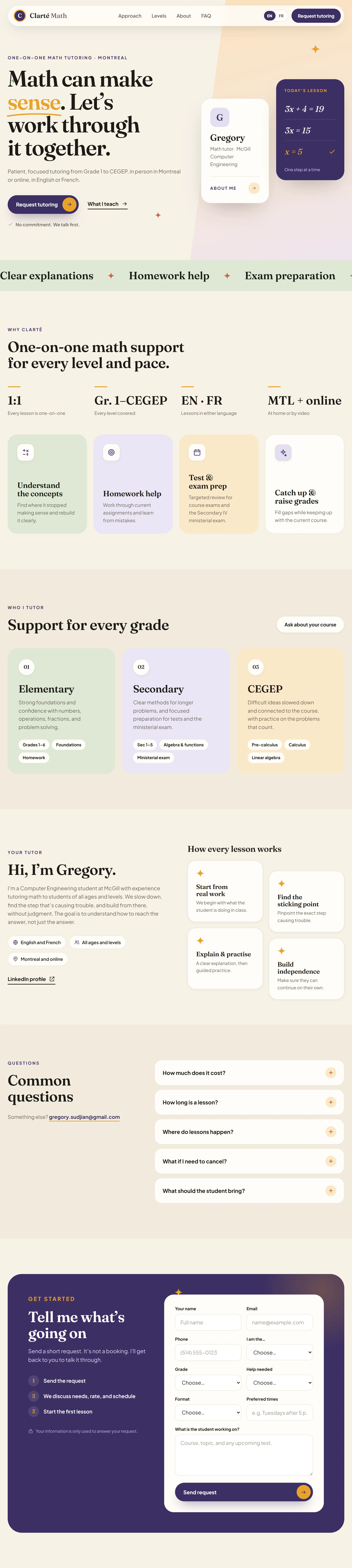 The Clarté Math homepage
